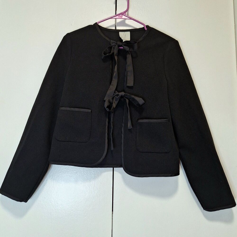 Joie Black Bow Tie Blazer Jacket Coat XS